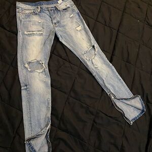 m n m i Stylish Blue Embroidered Jeans